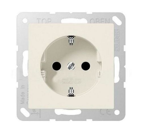 Розетка JUNG CD 500, скрытый монтаж, с заземлением, с крышкой, бежевый