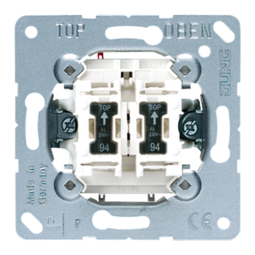 Механизм выключателя 2-клавишного JUNG Коллекции JUNG, с подсветкой, скрытый монтаж