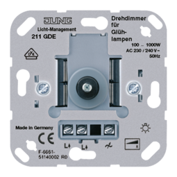 Механизм поворотно-нажимного светорегулятора-переключателя JUNG, 1000 Вт